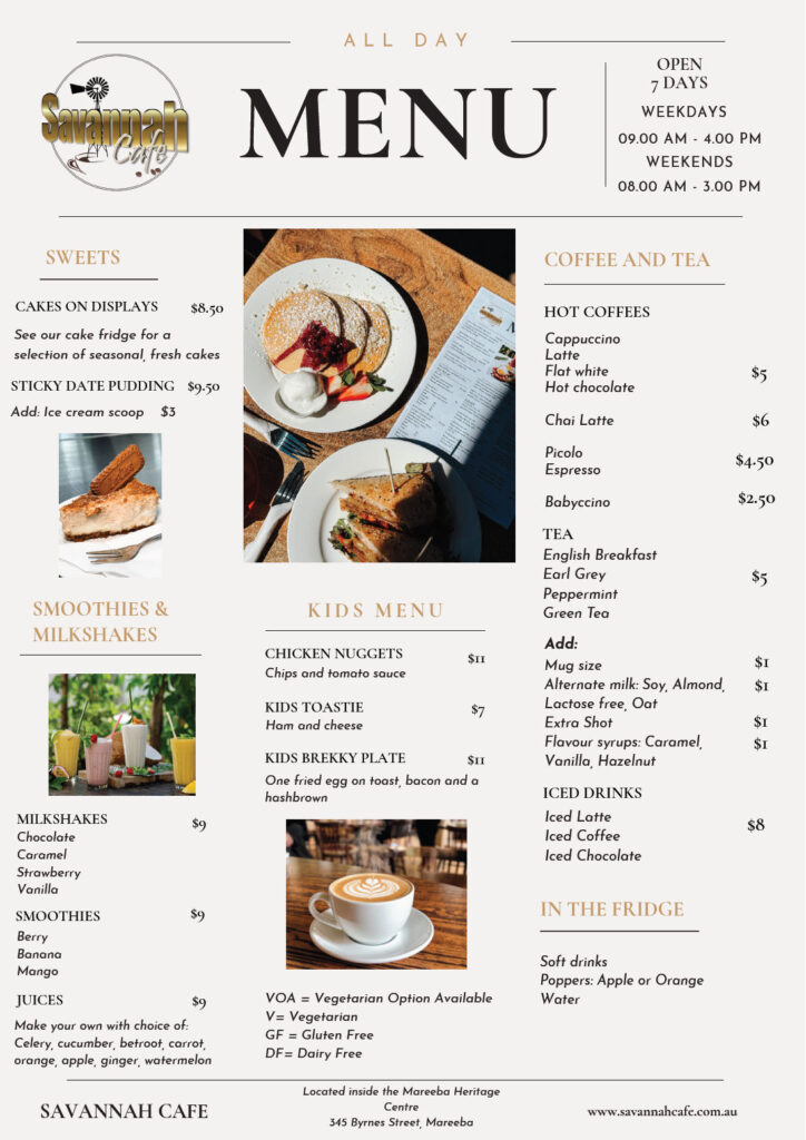 Page01 of our new menu